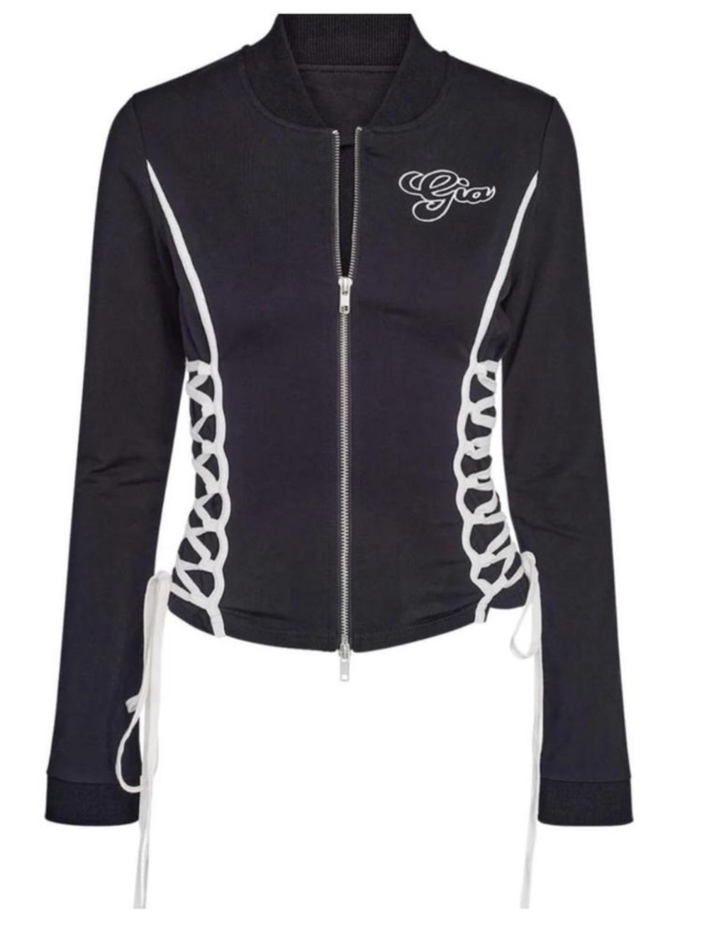 I.AM.GIA Zosha Jacket black and white lace up zip up sweater